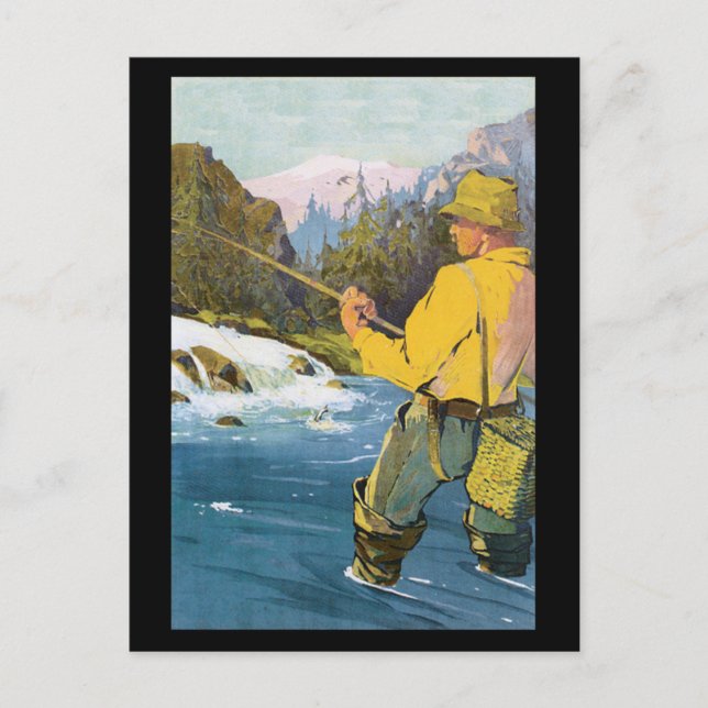 Fliegenfischen Pstcard Postkarte (Vorderseite)