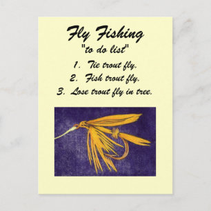 Fliegenfischen "to do list" Postkarte "Big Yellow