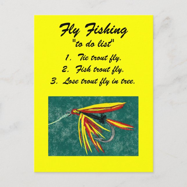 Fliegenfischen "to do list" Postkarte "firecracker (Vorderseite)
