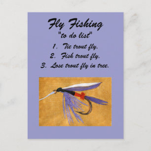 Fliegenfischen "to do list" Postkarte "Güterzug"