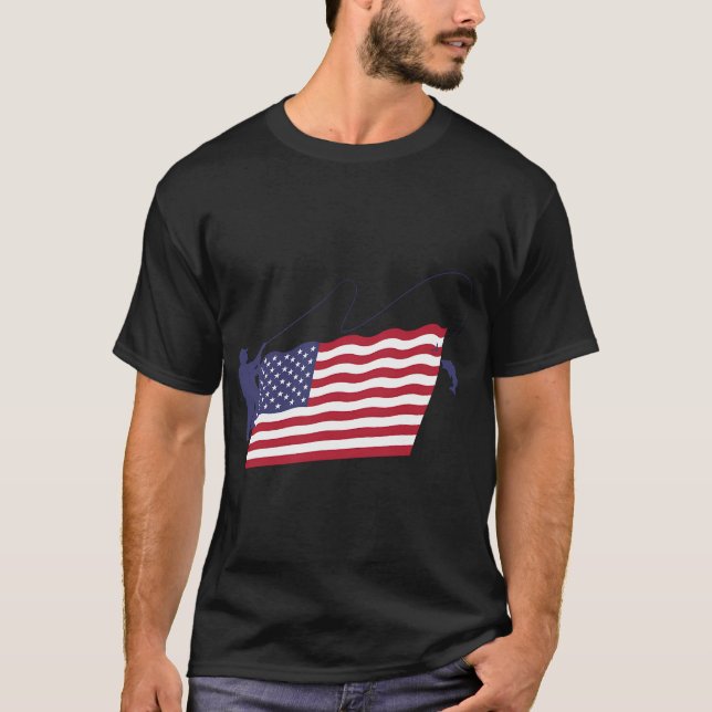 Fliegenfischen US-Flagge T-Shirt (Vorderseite)