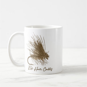 Fliegenfischen Vintage-Elch-Haar-Caddis-Zeichnung Kaffeetasse