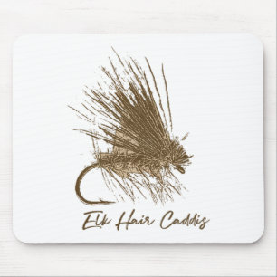 Fliegenfischen Vintage-Elch-Haar-Caddis-Zeichnung Mousepad