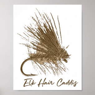Fliegenfischen Vintage-Elch-Haar-Caddis-Zeichnung Poster