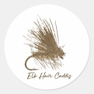 Fliegenfischen Vintage-Elch-Haar-Caddis-Zeichnung Runder Aufkleber