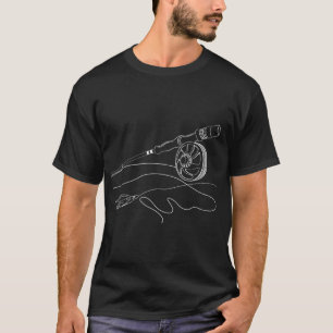 Fliegenfischerrute und Fliege für Fliegenfischer T-Shirt