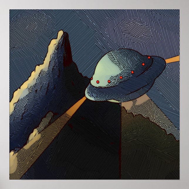Fliegengebirgslandschaft Alien Poster (Vorne)