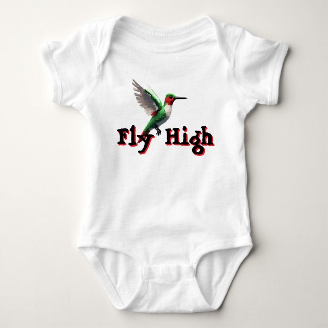 Fliegenhoch Hummingbird Baby Strampler (Vorderseite)