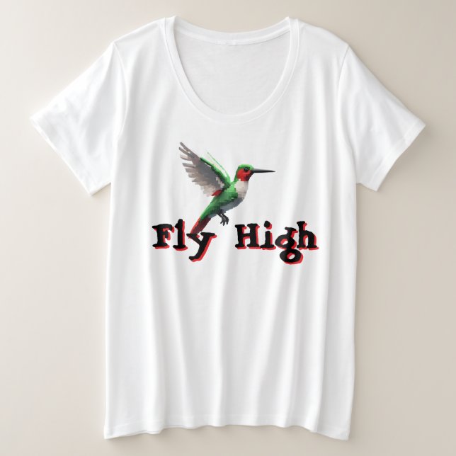 Fliegenhoch Hummingbird Große Größe T-Shirt (Design vorne)