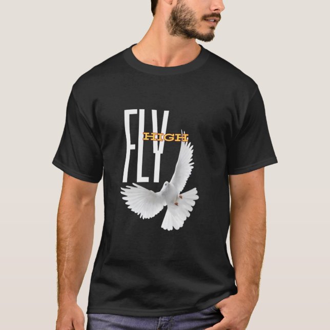 Fliegenhohes Motivierend Taubendesign | Inspiriere T-Shirt (Vorderseite)