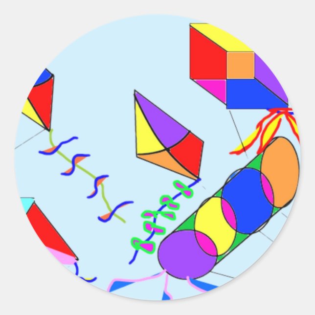 Fliegenkite Runder Aufkleber (Vorderseite)