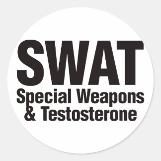 FLIEGENKLATSCHE, spezielle Waffen und Testosteron Runder Aufkleber