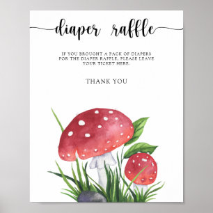 Fliegenpilz-Baby-Party - Windel-Raffel Poster