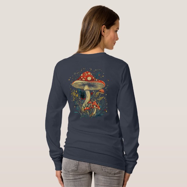 Fliegenpilz Botanical Longsleeve  T-Shirt (Schwarz voll)