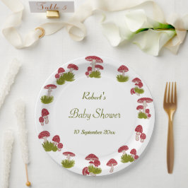 Fliegenpilz Goblincore Garten Grün Baby Shower   Pappteller