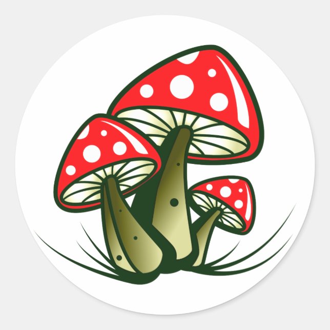 Fliegenpilze toadstools runder aufkleber (Vorderseite)