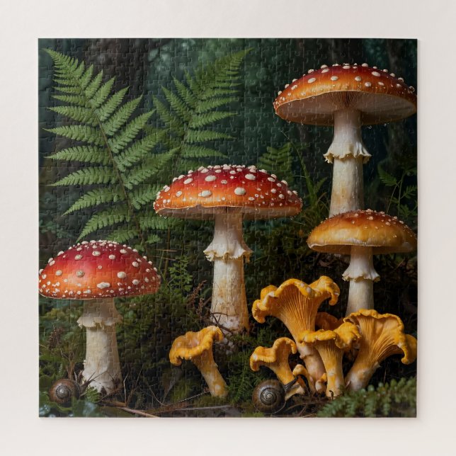 Fliegenpilze Wald Botanisch Puzzle (Vertikal)