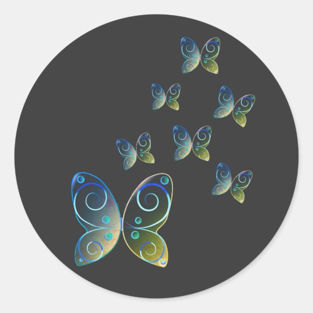 Fliegenschmetterlinge Runder Aufkleber (Vorderseite)