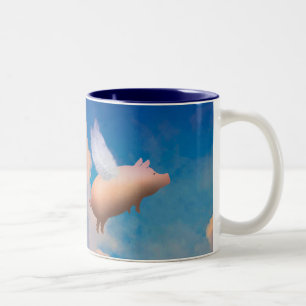 Fliegenschwein-Kaffee-Tasse Zweifarbige Tasse