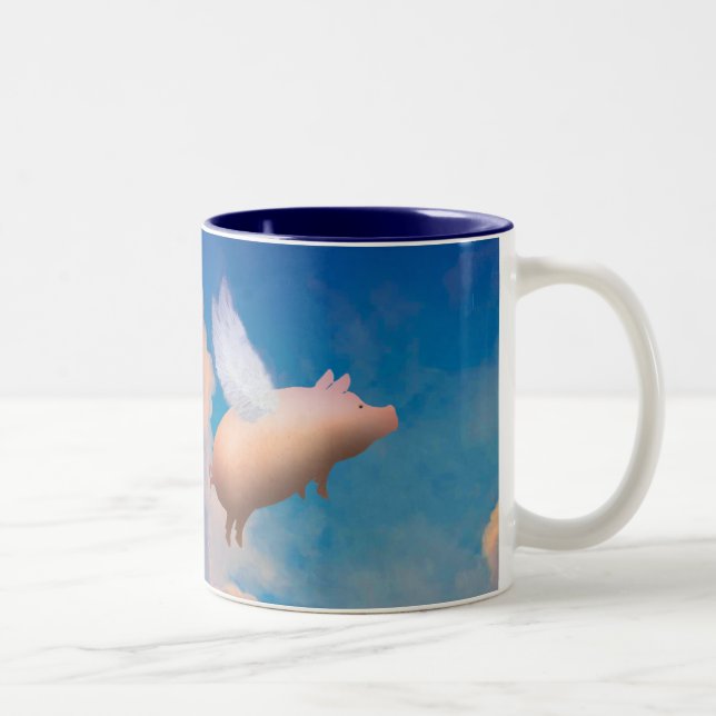 Fliegenschwein-Kaffee-Tasse Zweifarbige Tasse (Rechts)
