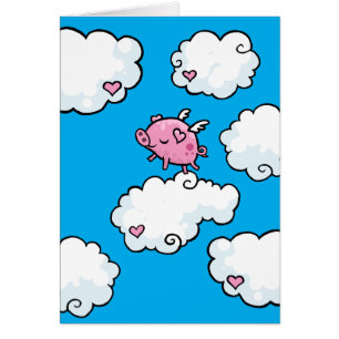 Fliegenschwein tanzt auf Wolken