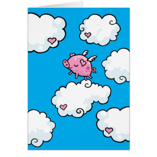 Fliegenschwein tanzt auf Wolken