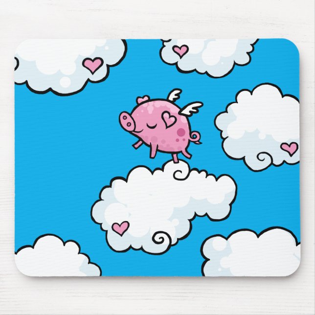 Fliegenschwein tanzt auf Wolken Mousepad (Vorne)