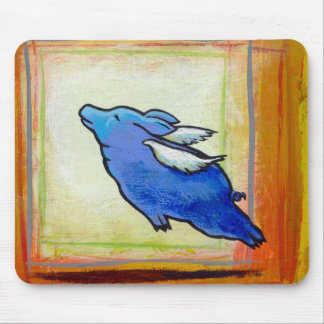 Fliegenschwein wenig piggy Kunstmalerei des blauen Mousepad