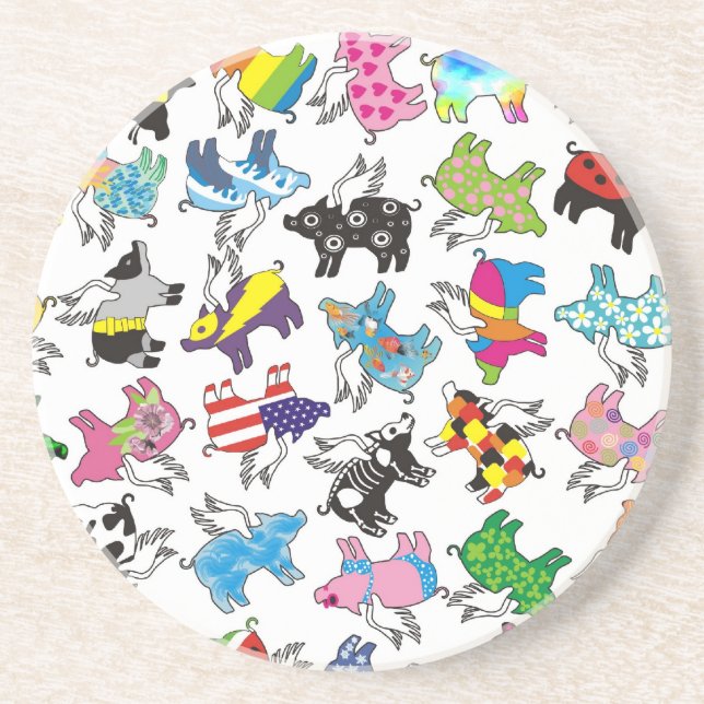 Fliegenschweine Sandstein Untersetzer (Vorne)