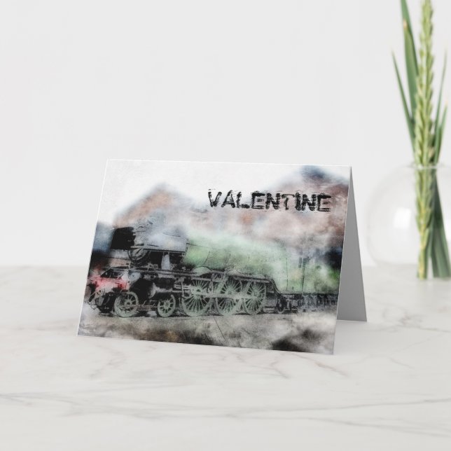Fliegenscotsman-Vintage Dampf-Zugvalentine-Karte Feiertagskarte (Vorderseite)