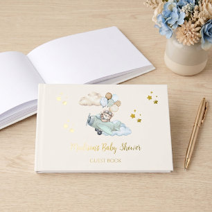 Flieger-Teddybär-Baby-Shower-Folie-Gästebuch Gästebuch