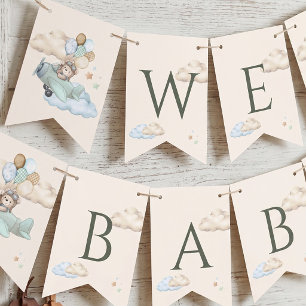 Flieger-Teddybär-Baby-Shower-Girlande-Banner Wimpelkette