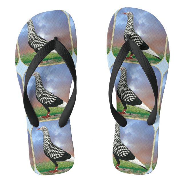 Fliegertaube und Wolken Flip Flops (Fußbett)
