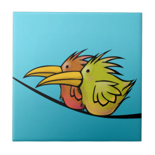 Fliese, 2 Vögel auf einem Draht Fliese