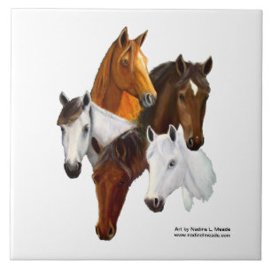 Fliese, 5 Pferdeköpfe Fliese