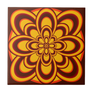 Fliese, abstrakte Blume 2, orange Safran Brown Fliese