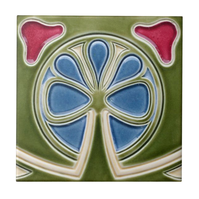 Fliese - Jugendstil Kleeblatt (Vorderseite)