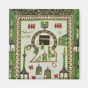 Fliese mit einer Darstellung des Mekkas Magnet