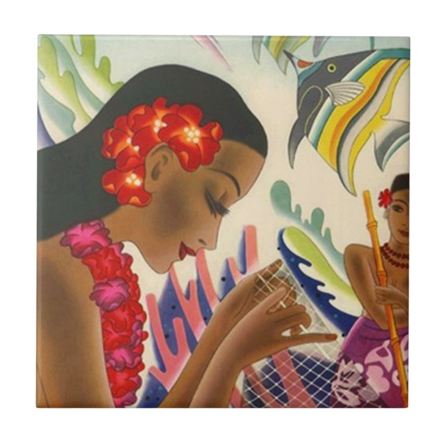 Fliese Vintages hawaiisches Hula Gallone (Vorderseite)