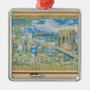 Fliese, welche die Geschichte von Noah darstellt Ornament Aus Metall