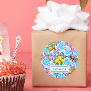 Fliesen aus sizilianischem Zitrusfrüchte Runder Aufkleber