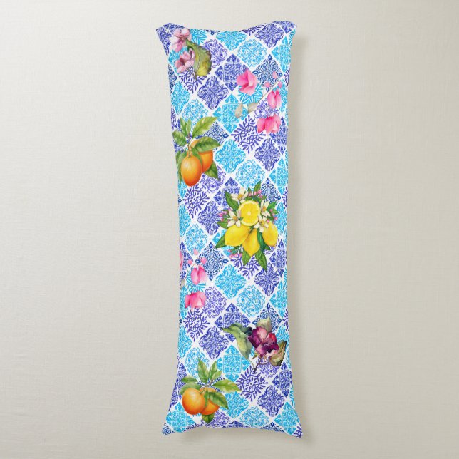 Fliesen aus sizilianischem Zitrusfrüchte Seitenschläferkissen (Vorderseite Vertikal)