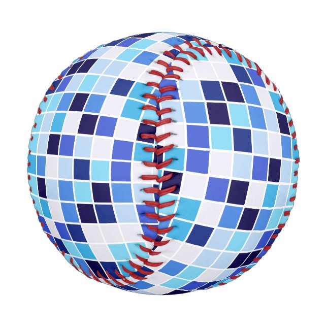 Fliesen, blaue Mosaikfliesen, geometrisches Muster Baseball (Schrägansicht)