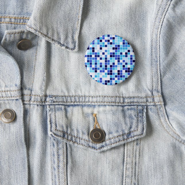 Fliesen, blaue Mosaikfliesen, geometrisches Muster Button (Beispiel)