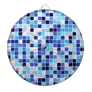 Fliesen, blaue Mosaikfliesen, geometrisches Muster Dartscheibe