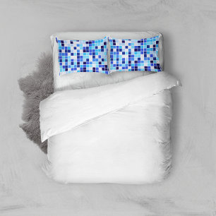 Fliesen, blaue Mosaikfliesen, geometrisches Muster Kissenbezug