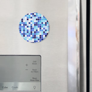Fliesen, blaue Mosaikfliesen, geometrisches Muster Magnet