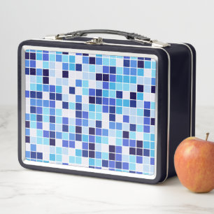 Fliesen, blaue Mosaikfliesen, geometrisches Muster Metall Brotdose
