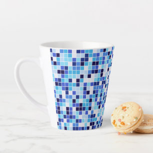 Fliesen, blaue Mosaikfliesen, geometrisches Muster Milchtasse