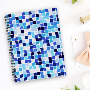 Fliesen, blaue Mosaikfliesen, geometrisches Muster Notizblock
